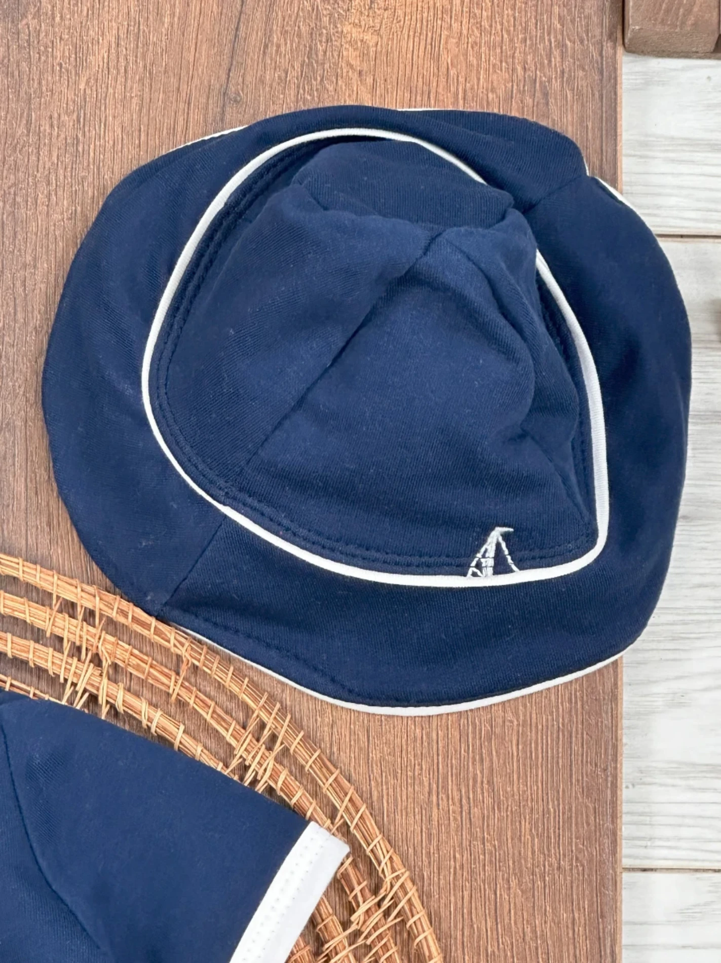 Yelken Gemici Nakışlı Şapkalı Alttan Çıtçıtlı Yazlık 2li Tulum Set