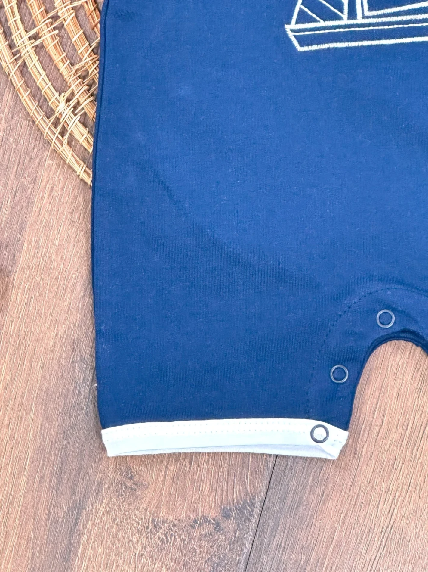 Yelken Gemici Nakışlı Şapkalı Alttan Çıtçıtlı Yazlık 2li Tulum Set