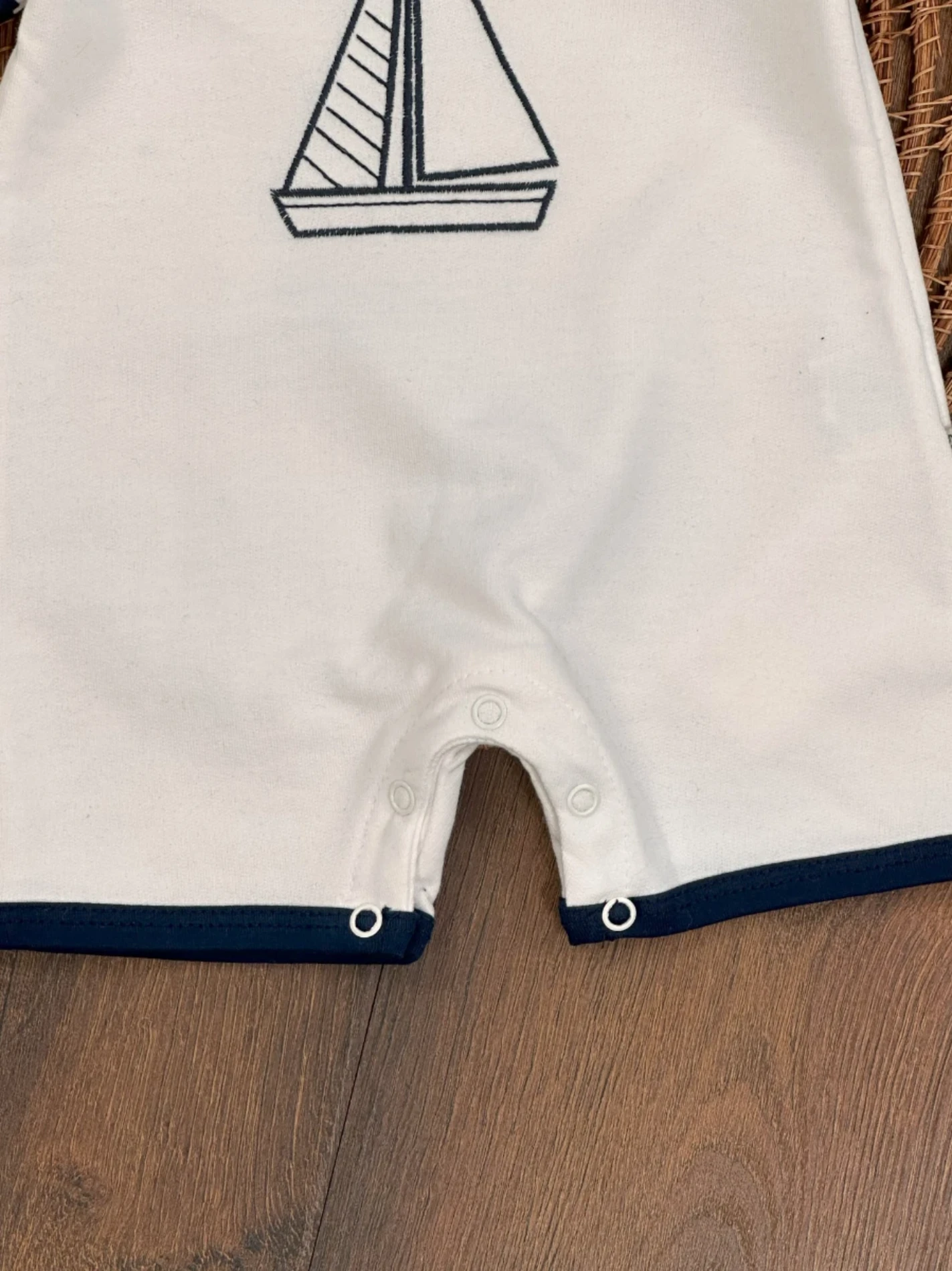 Yelken Gemici Nakışlı Şapkalı Alttan Çıtçıtlı Yazlık 2li Tulum Set