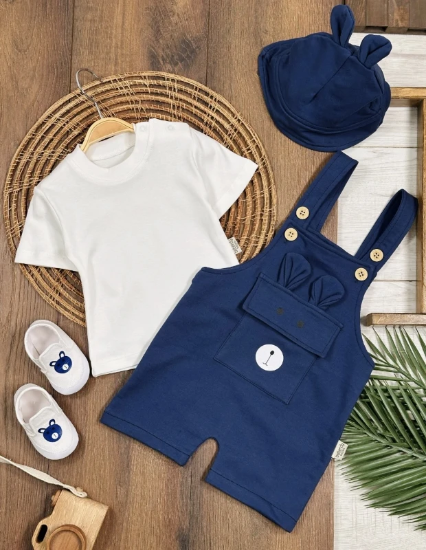 Dany Ayakkabılı Bucket Şapkalı  Badili Yazlık 4lü Salopet Erkek Bebek Takım