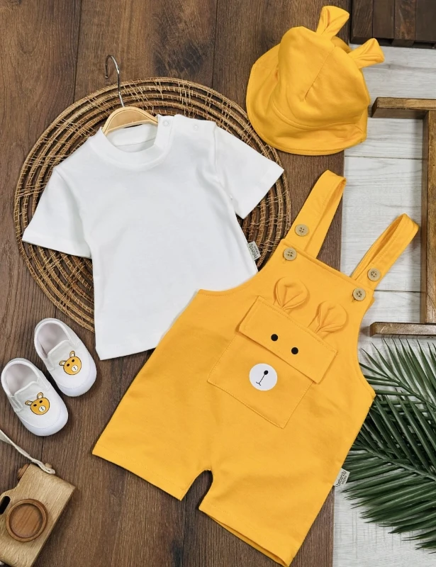 Dany Ayakkabılı Bucket Şapkalı  Badili Yazlık 4lü Salopet Erkek Bebek Takım