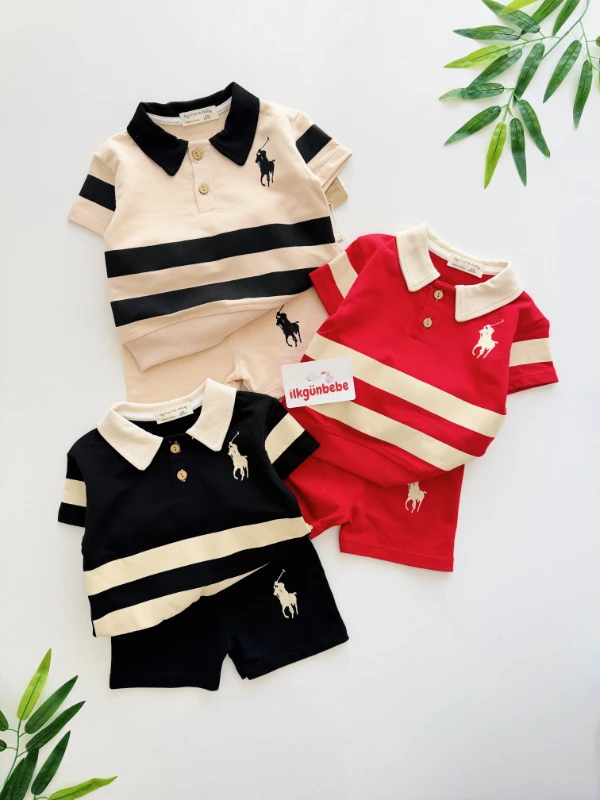 Marka Polo Yaka Çizgili Takım