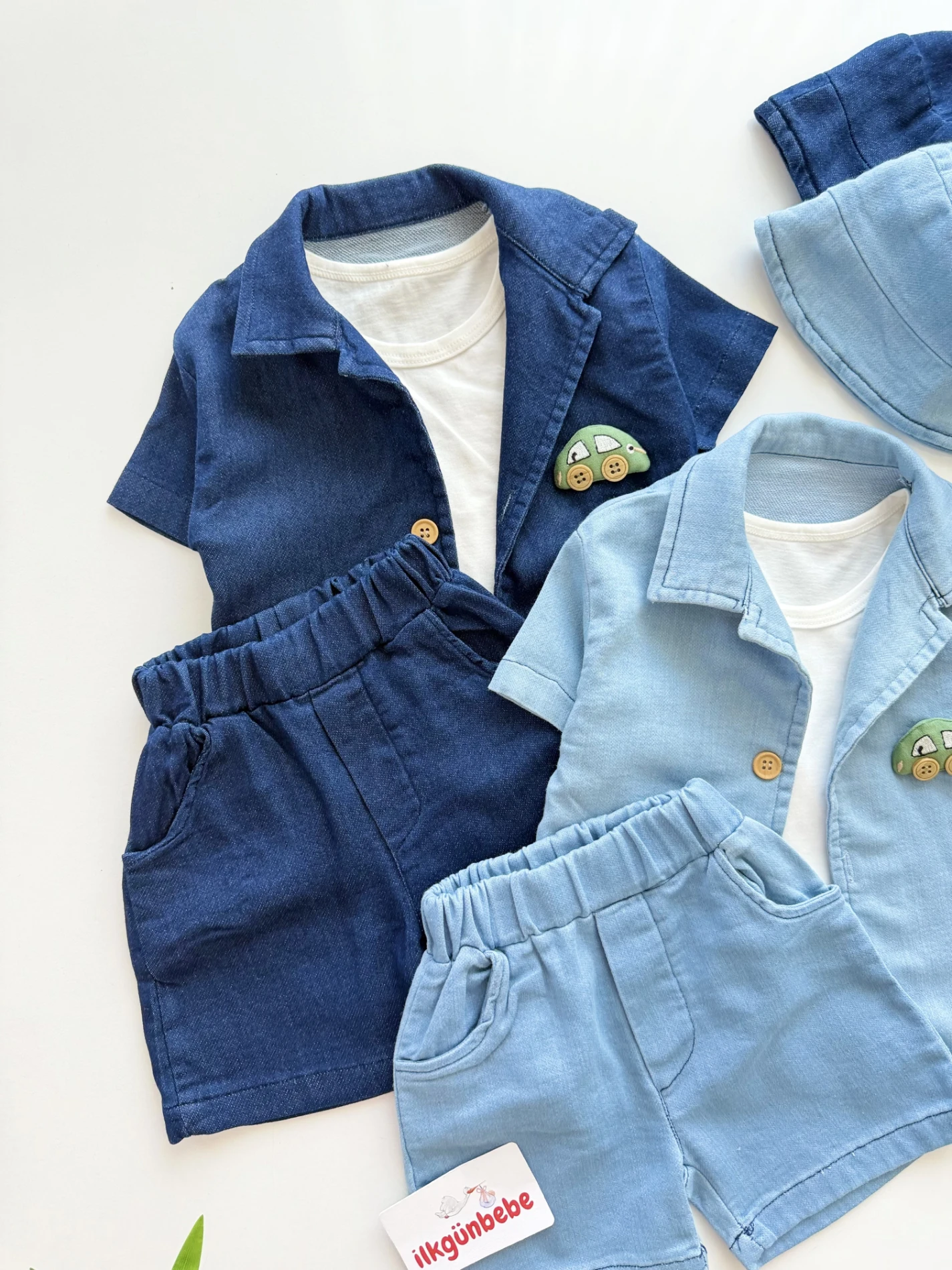 Kot Likralı Şapkalı Araba Oyuncaklı  Badili 4lü Yazlık Takım 