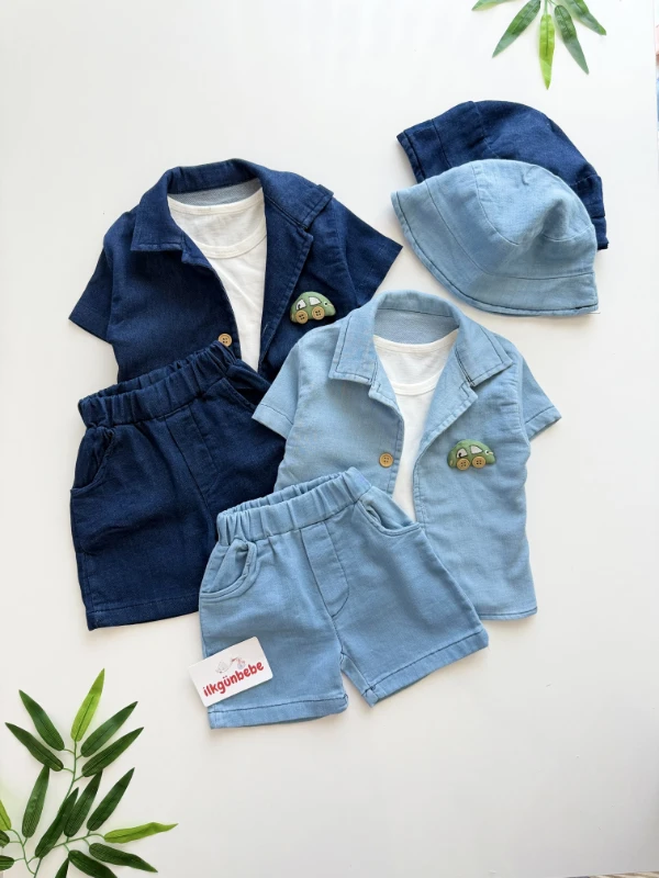 Kot Likralı Şapkalı Araba Oyuncaklı  Badili 4lü Yazlık Takım 