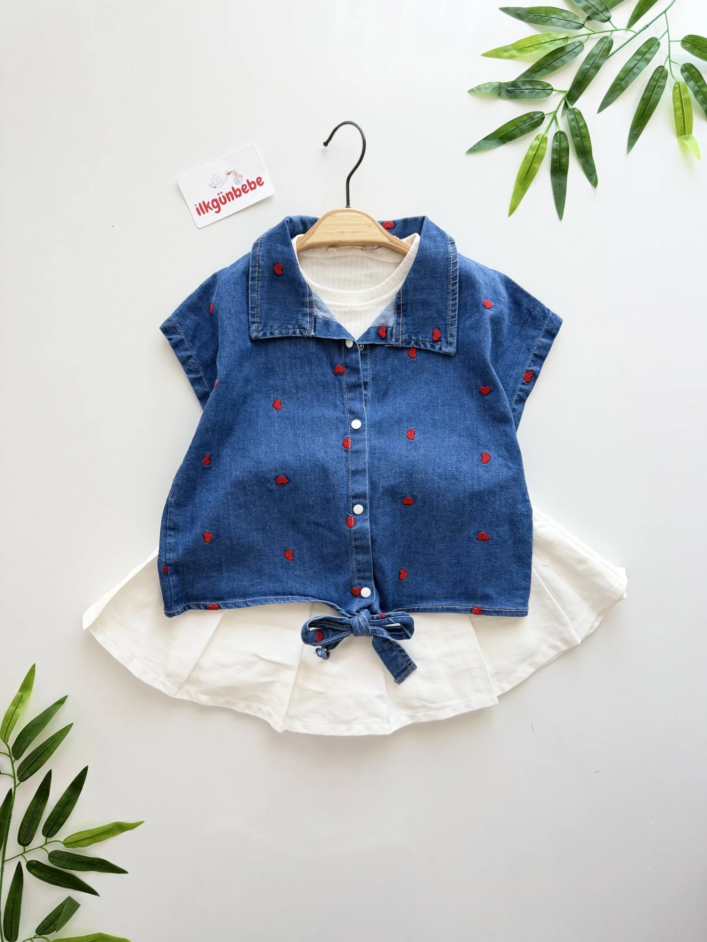 Kalpli Denim Şort Etekli 3’lü KotTakım