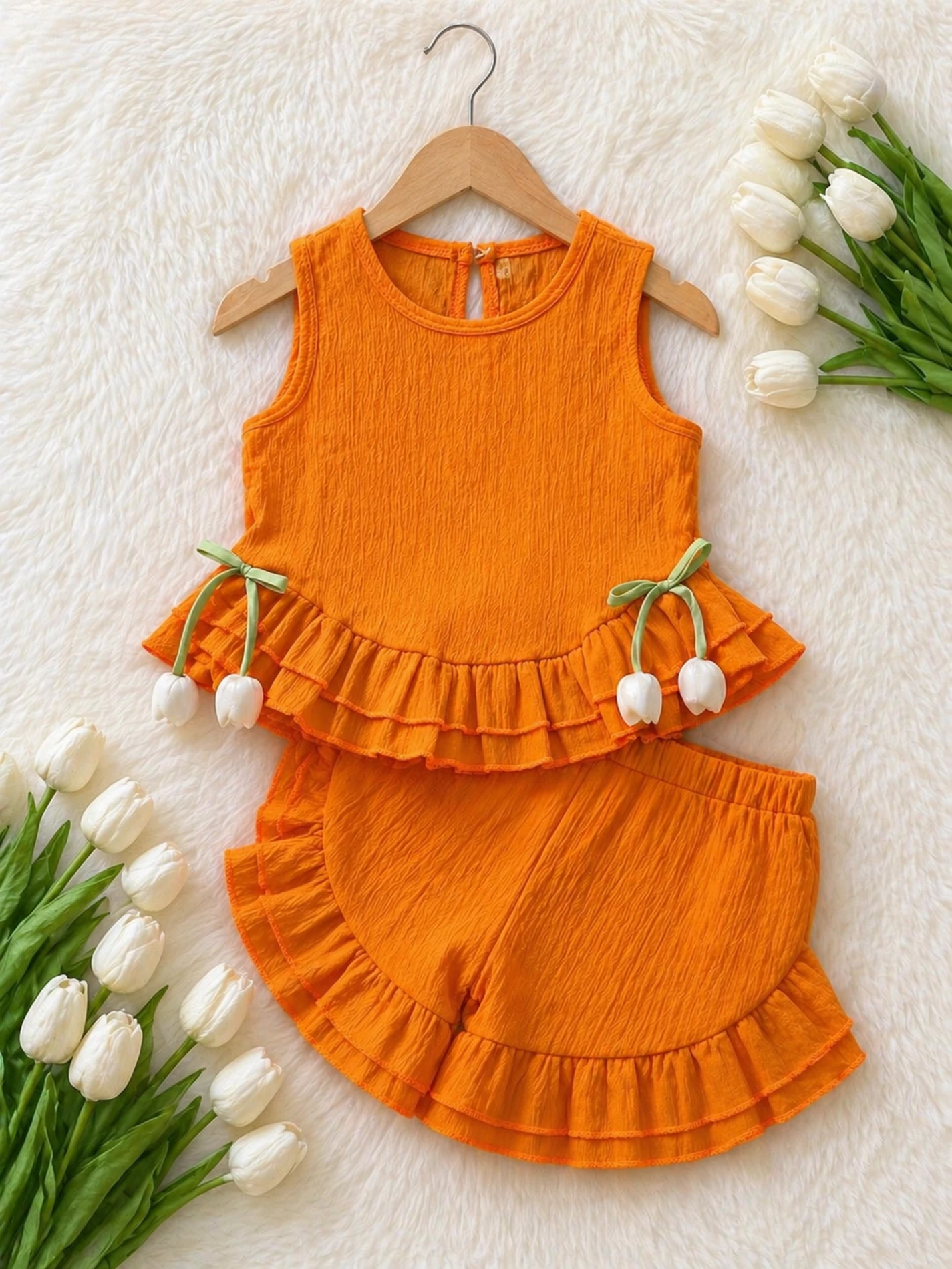 Lale Floral Müslin Kumal Fırfırlı Takım