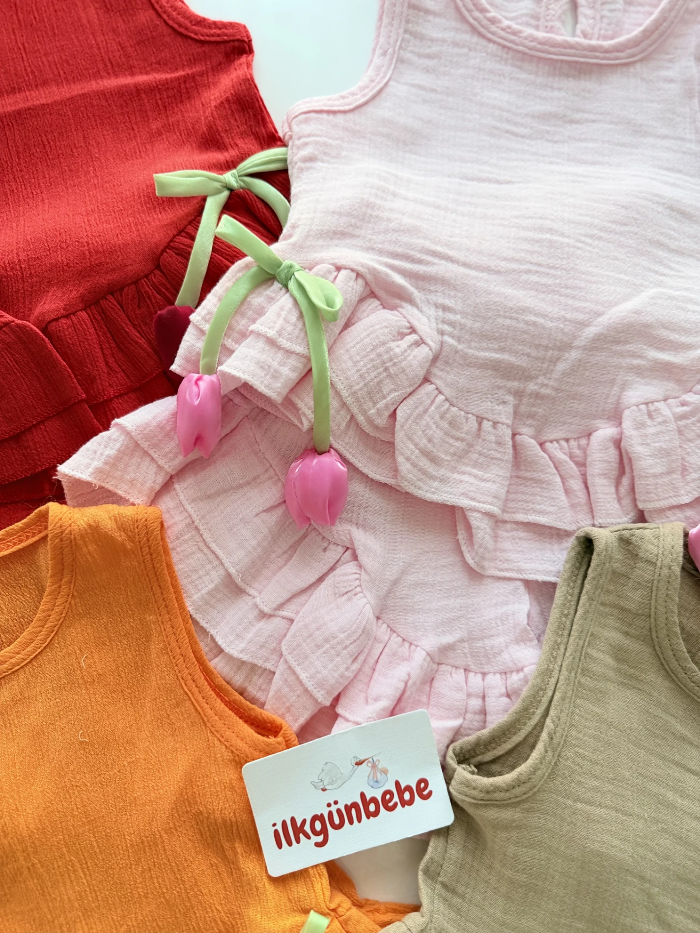 Lale Floral Müslin Kumal Fırfırlı Takım