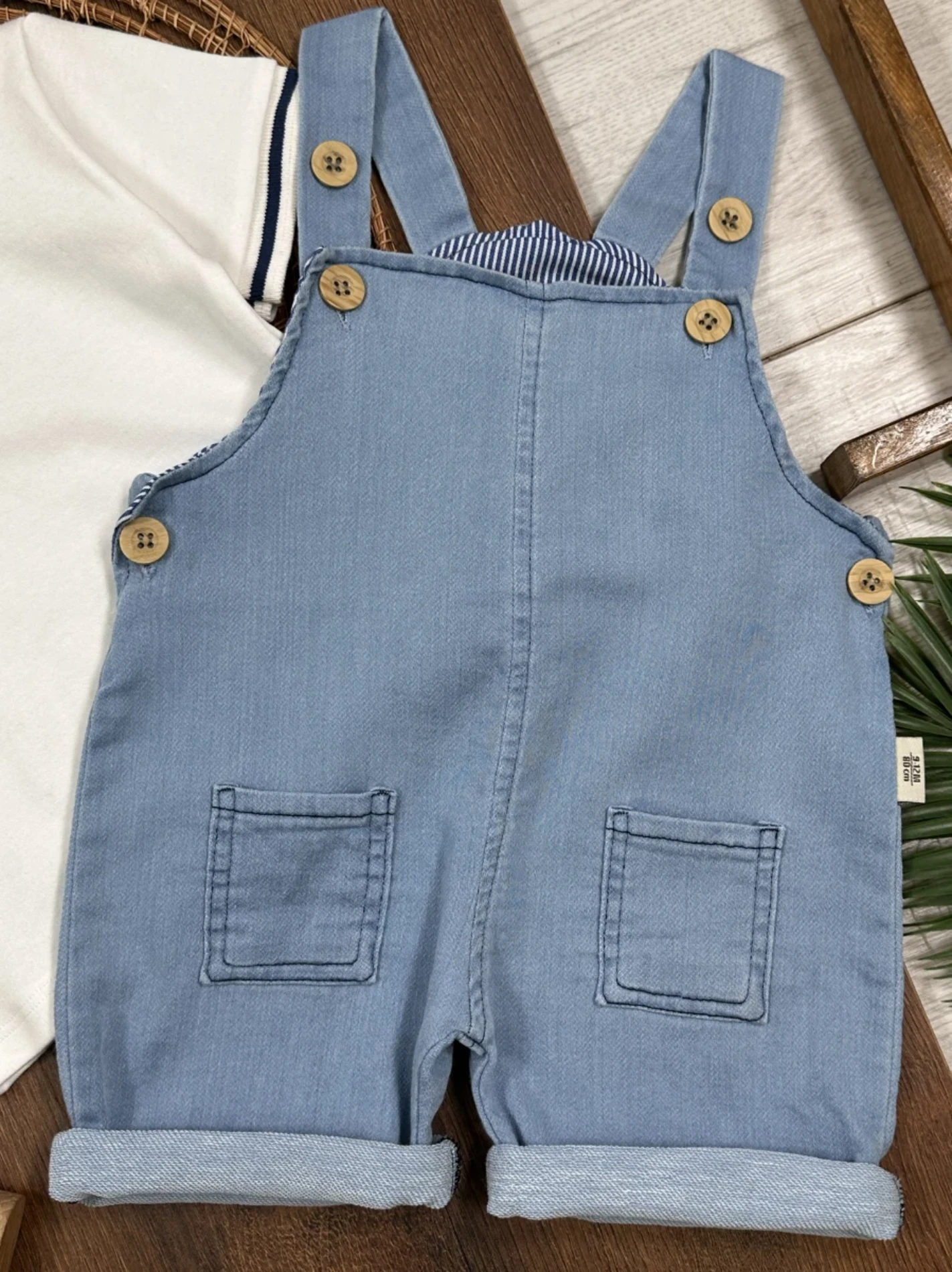 Polo Yaka Tişört ve Denim Kot Salopet Takımı
