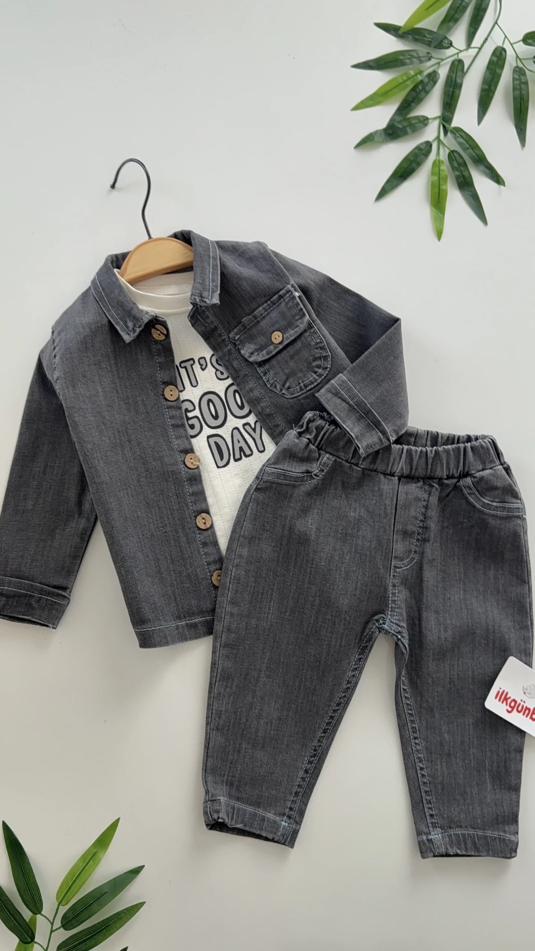 Likralı Esnek Kot Ceket Pantalon 3’lü Takım