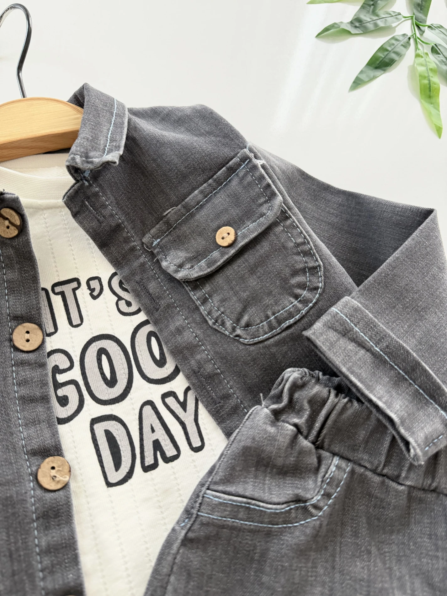 Likralı Esnek Kot Ceket Pantalon 3’lü Takım