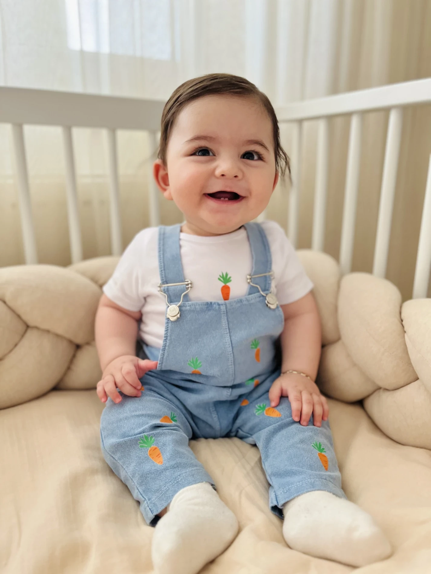 Havuç  Nakışlı Örme Yumuşacık Likralı Esnek Kumaşlı Salopetli 2’li Premium Kalite Set