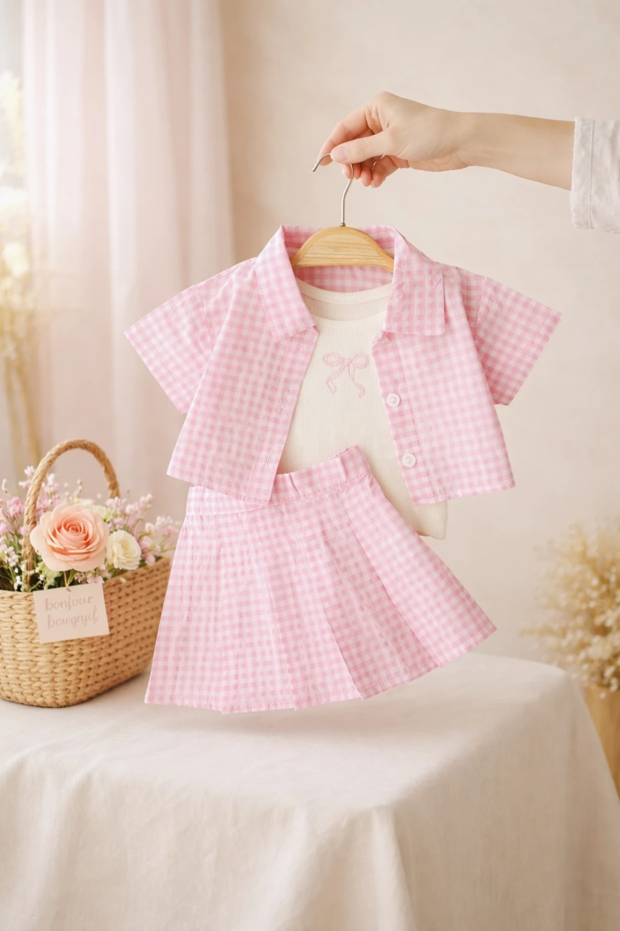 Lori Ekose Crop & Etek 3’lü Takım