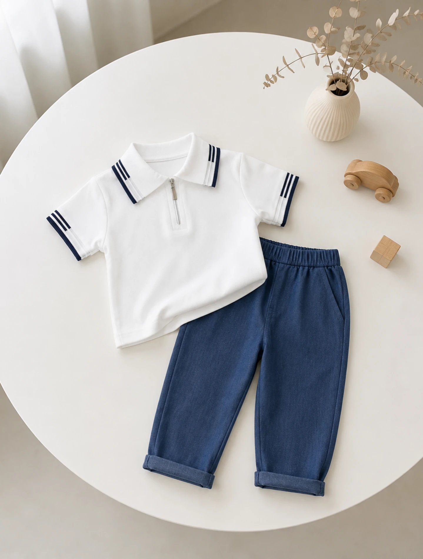 Classic Boy Polo Yaka Keten Takım