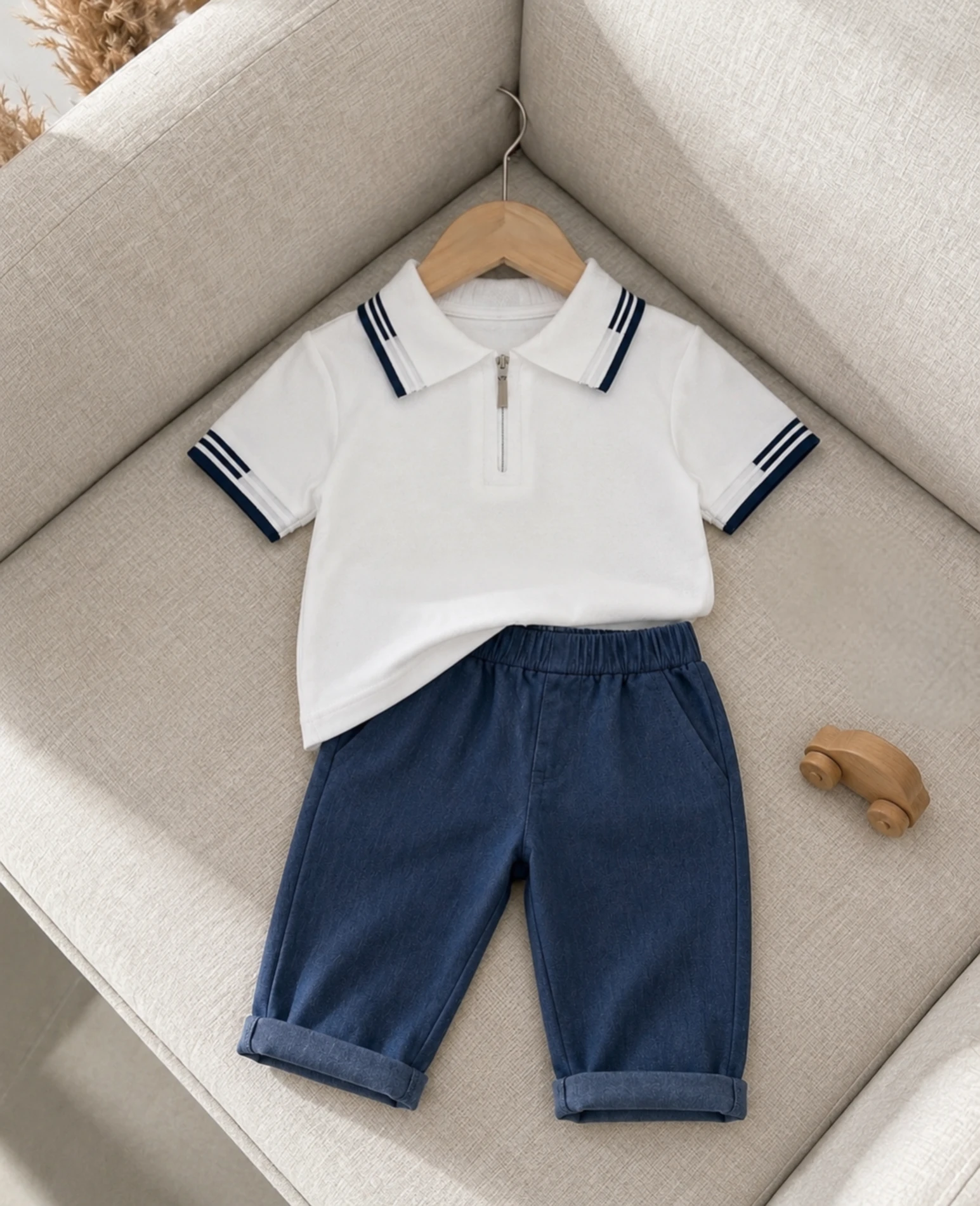 Classic Boy Polo Yaka Keten Takım