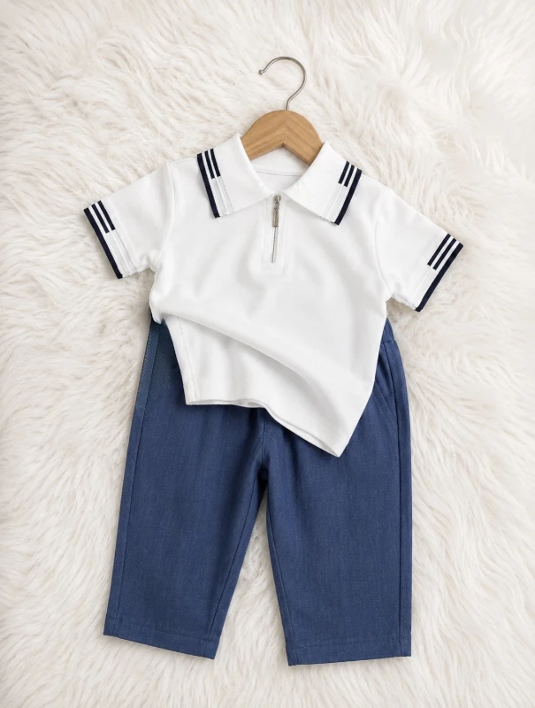 Classic Boy Polo Yaka Keten Takım