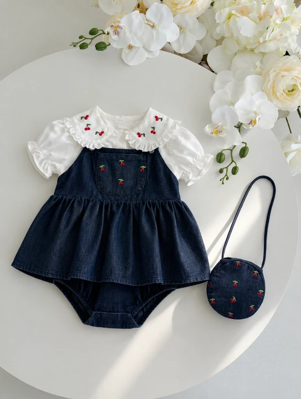 Cherry Denim Çantalı 3’lü Set