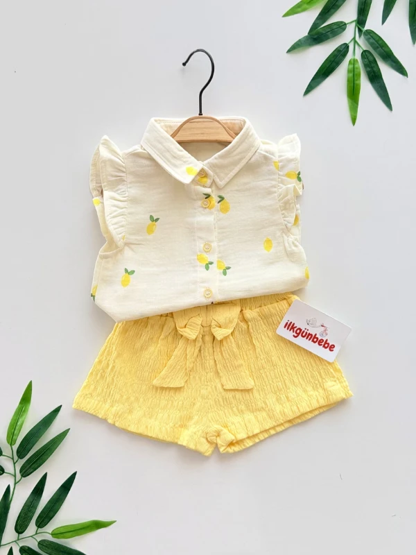 Limon Temalı Pamuklu Müslin Takım