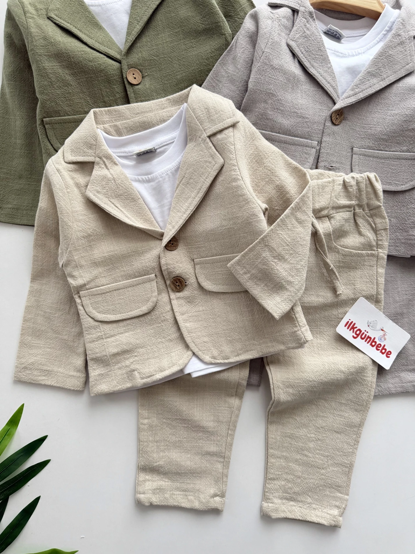 Blazer Ceketli Keten  3’lü Takım