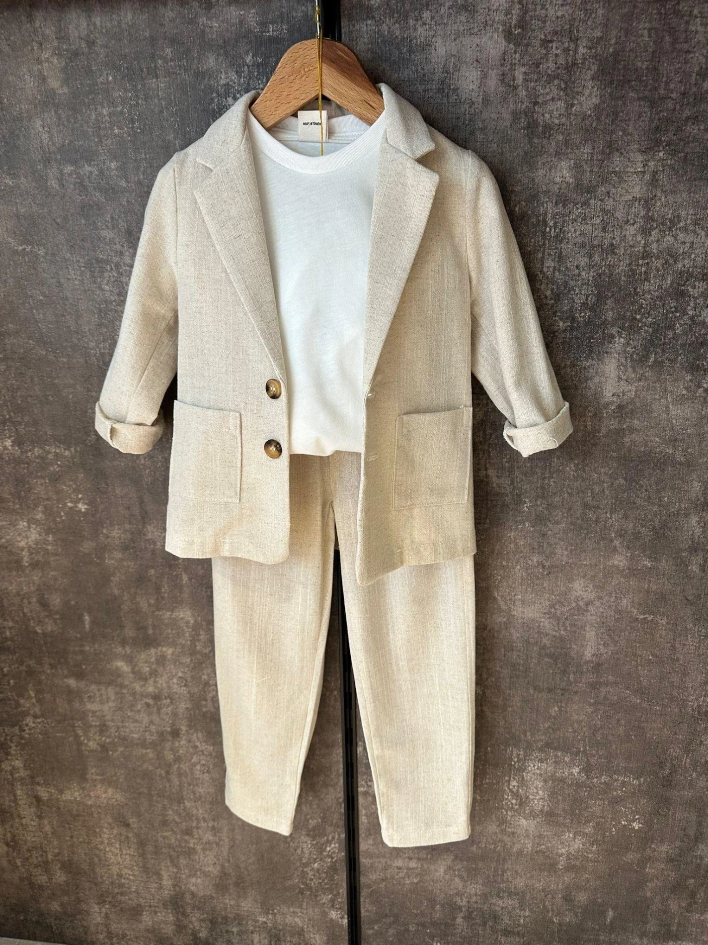 Premium Kalite Keten Kumaş Ceketli Pantalonlu Badili 3’lü Cool Takım