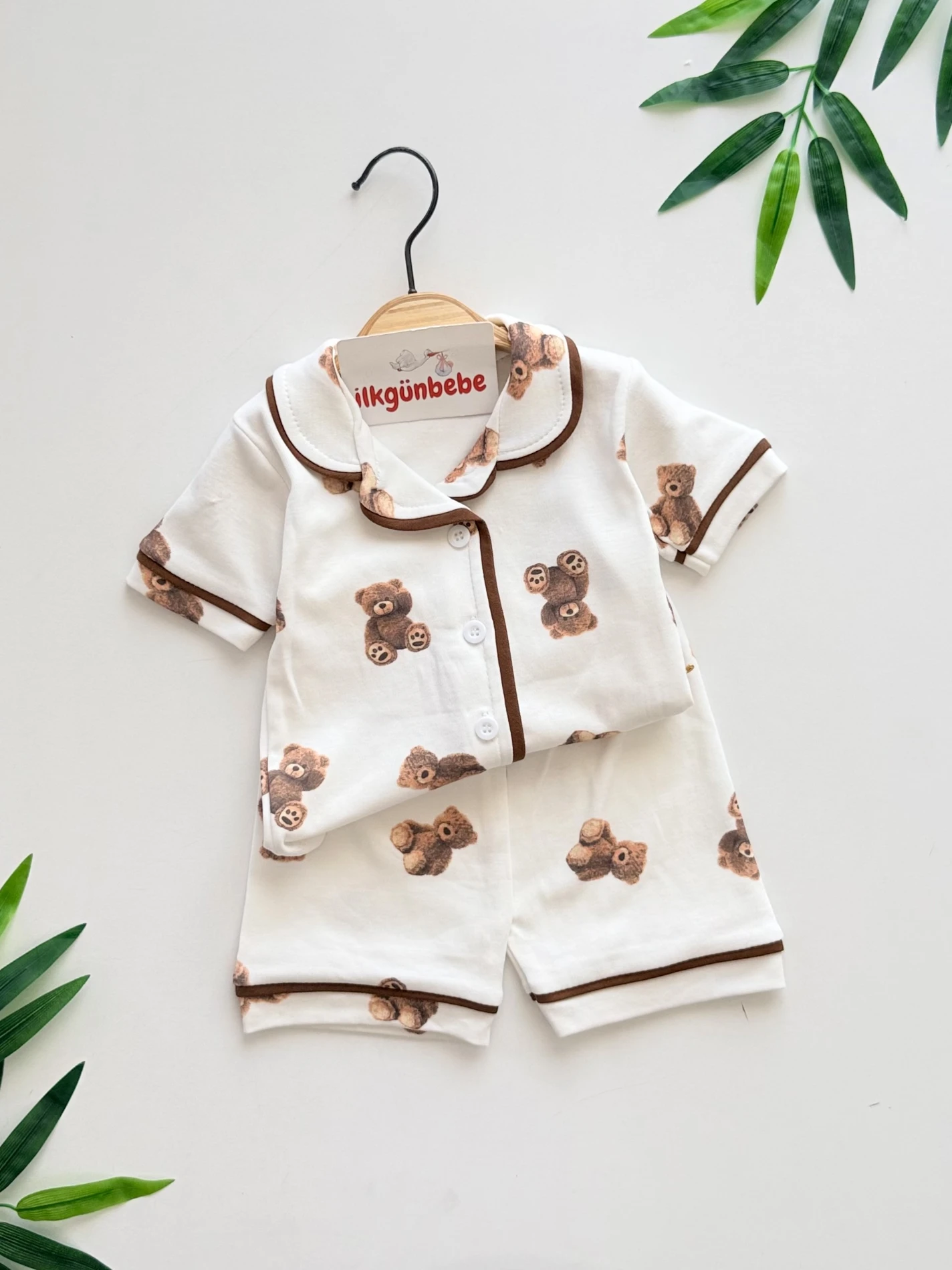 Teddy Pinterest %100 Pamuk Bebe Yaka Pijama