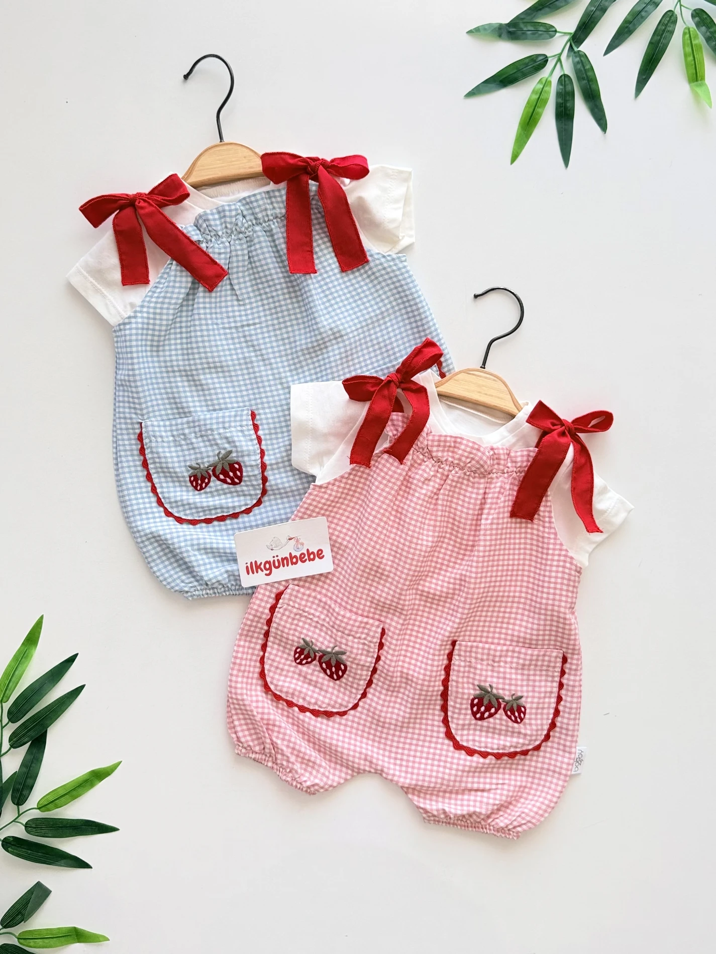 Strawberry Ekose Fiyonk Tulum & Body Set