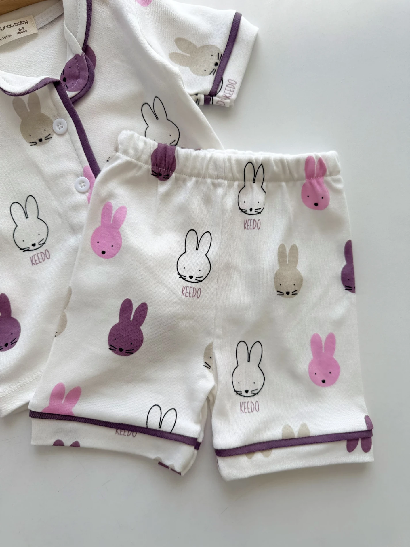 Tavşan Pinterest %100 Pamuk Bebe Yaka Pijama