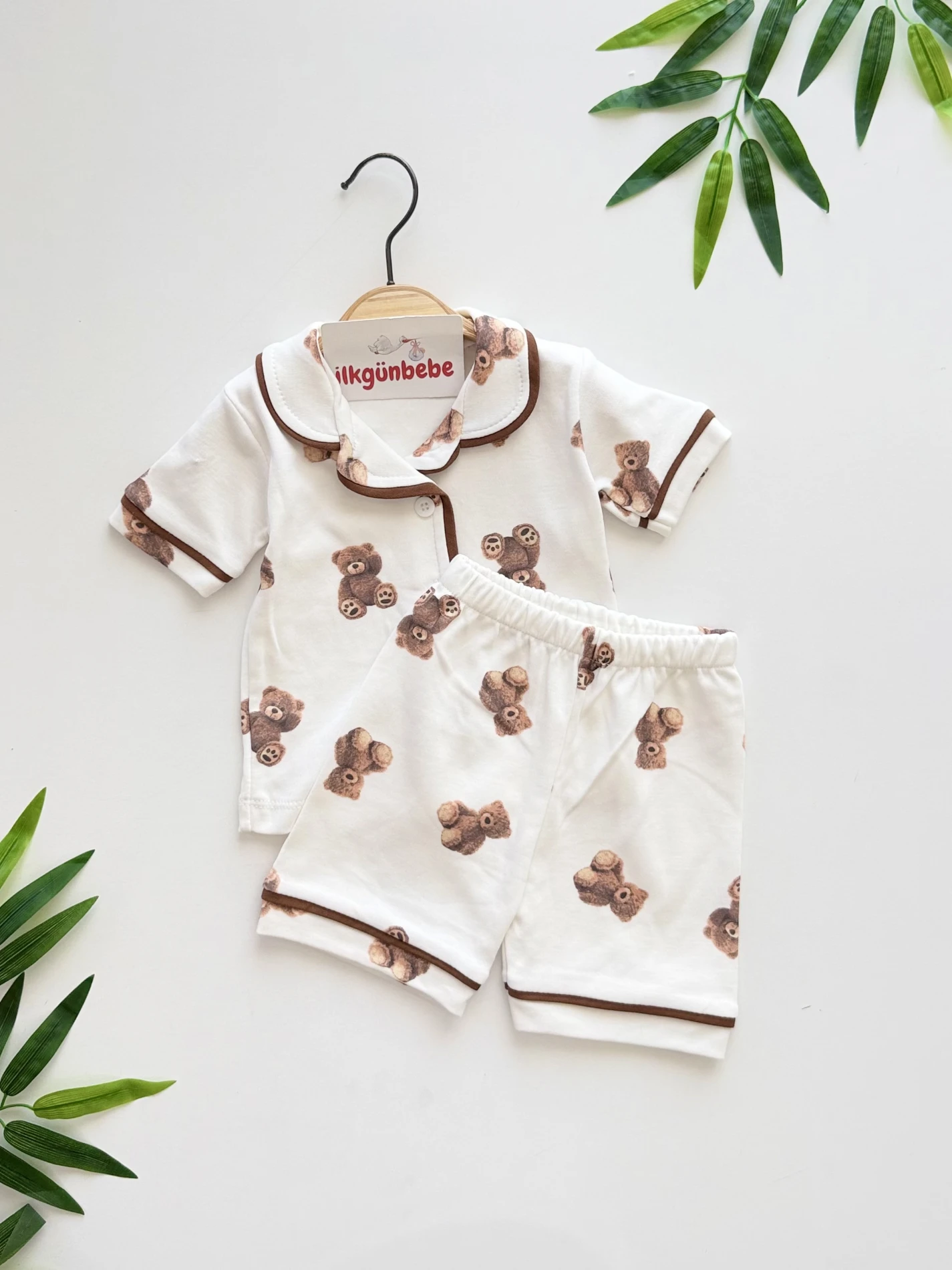 Teddy Pinterest %100 Pamuk Bebe Yaka Pijama