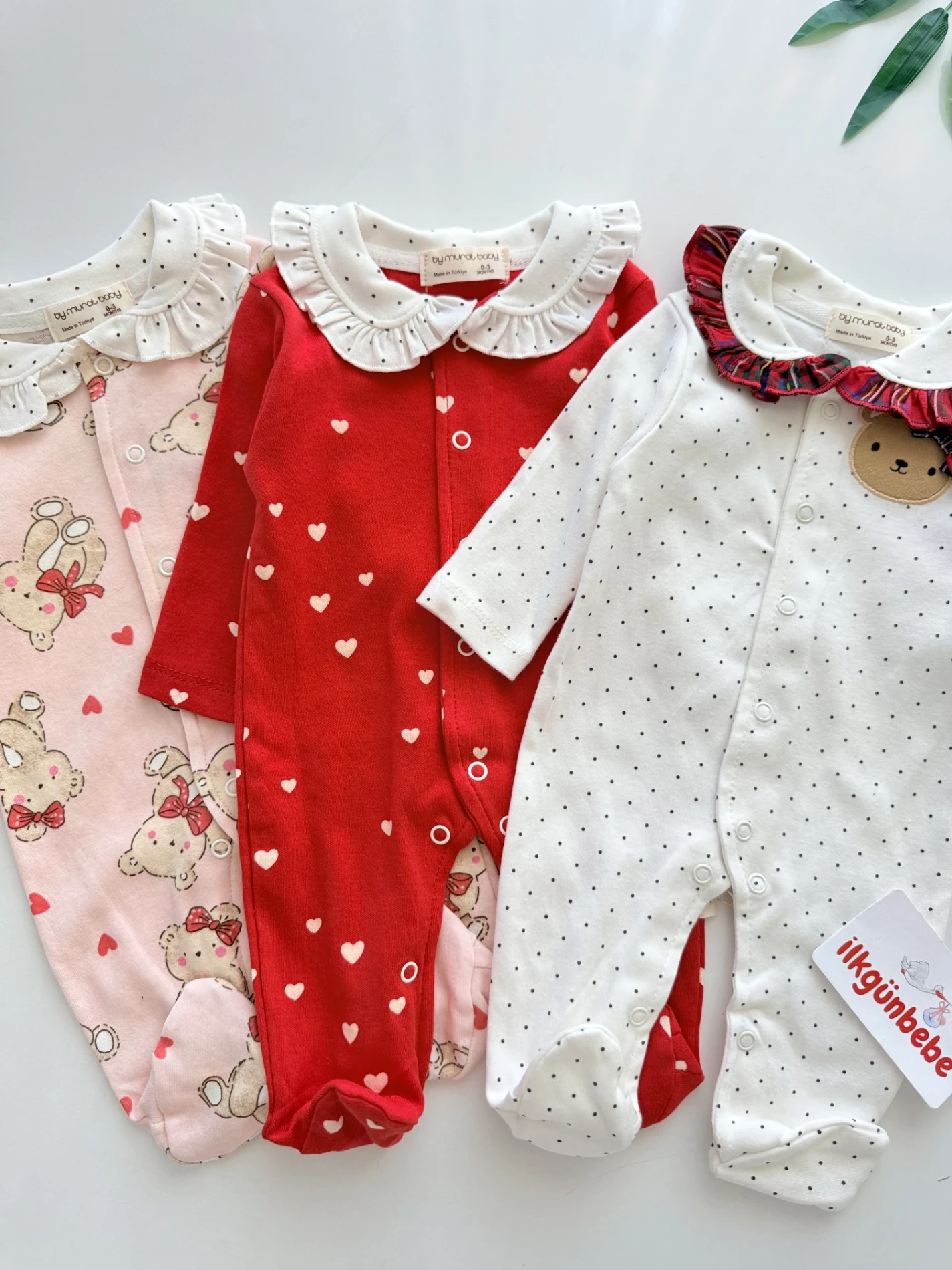 Teddy Kalp Desenli %100 Pamuk 3’lü Tulum Set