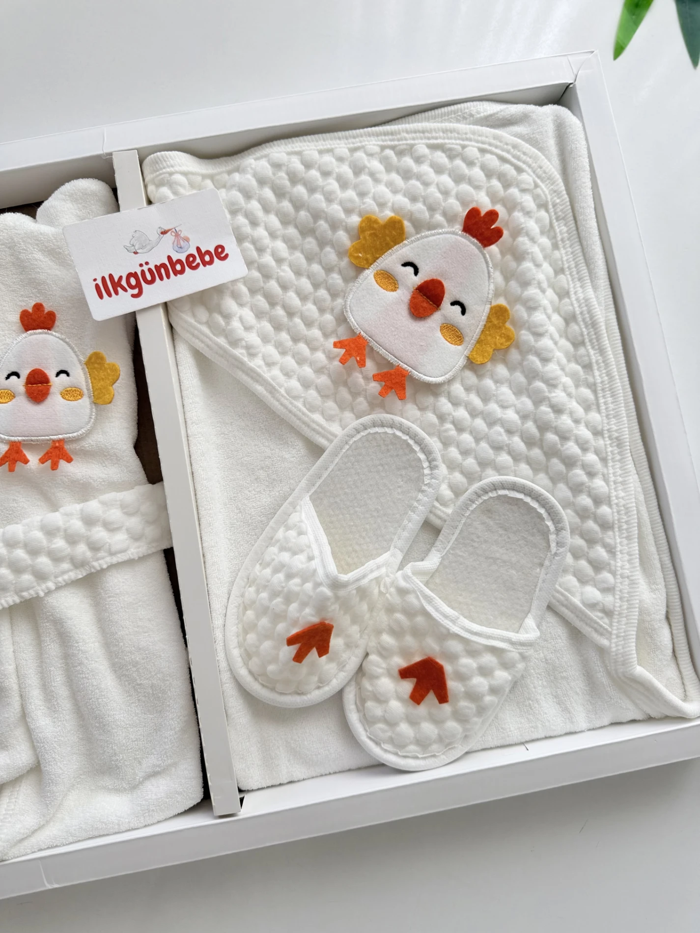 4 Parça Bornozlu Havlulu Set