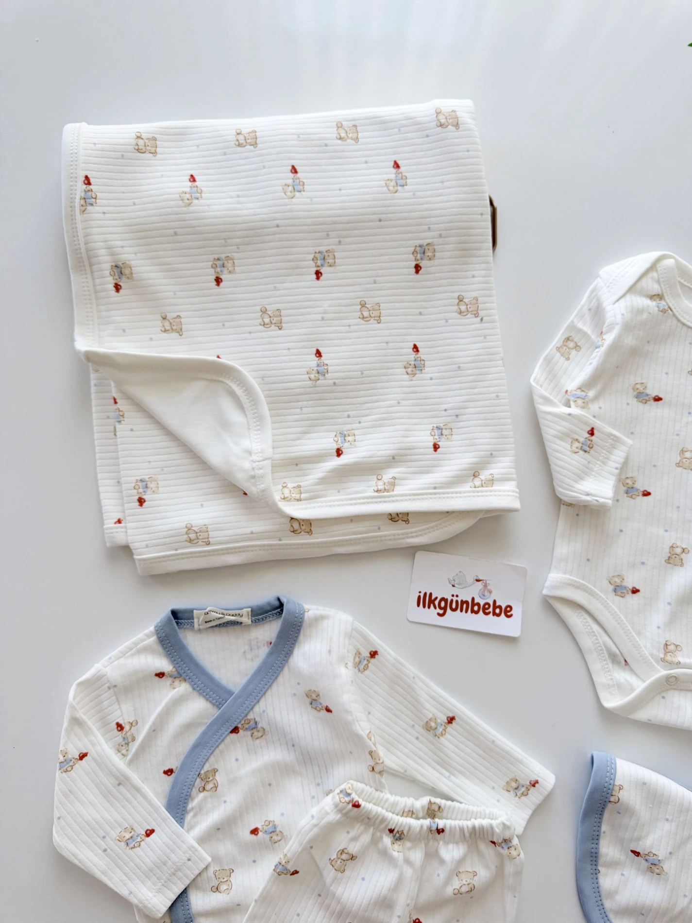 Teddy Bear  7 Parça %100 Pamuk Yenidoğan Set