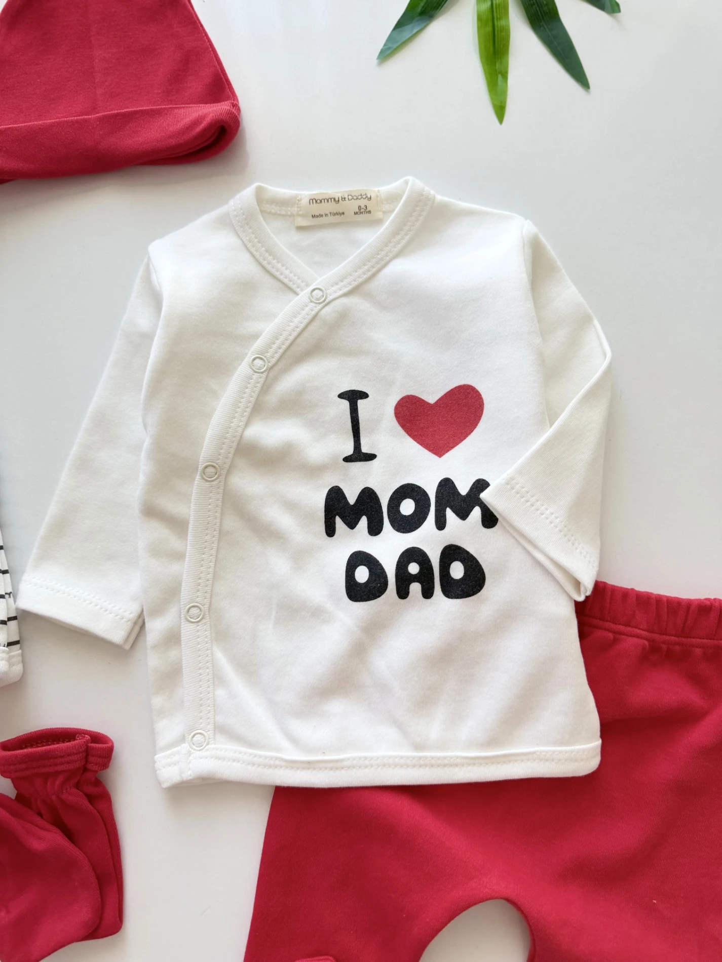 I Love Mom Dad 7 Parça %100 Pamuk Yenidoğan Set