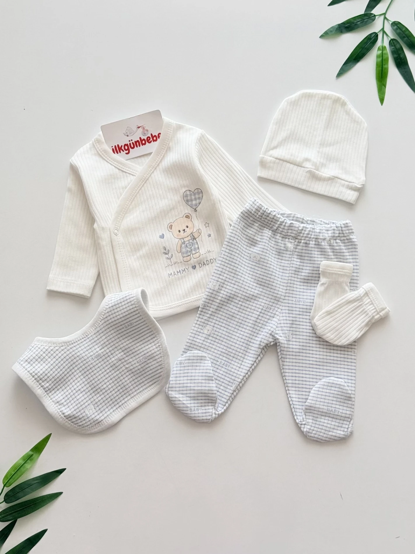 Teddy Bear %100 Pamuk 5 Parça Yenidoğan Ser