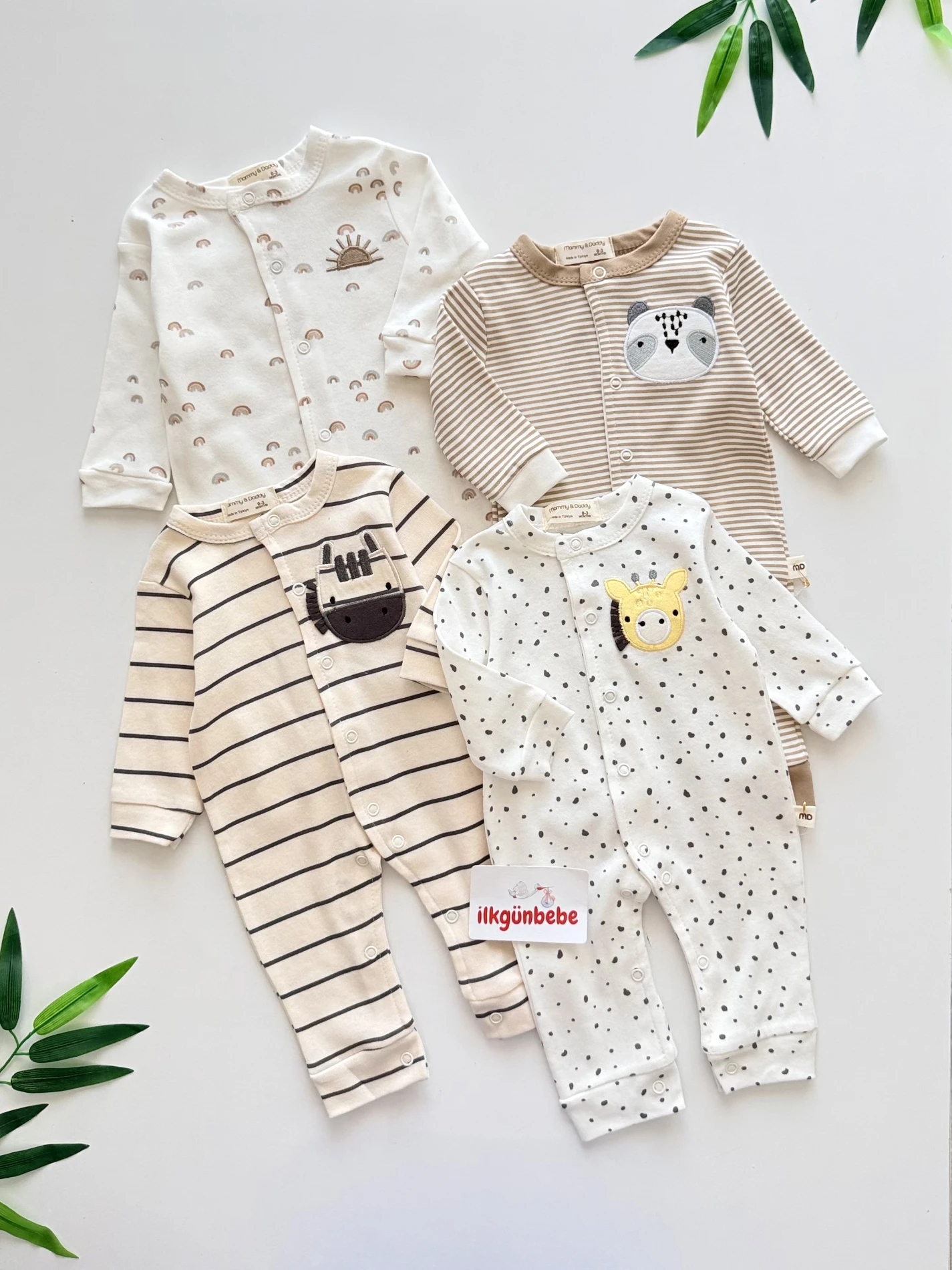 Animals Çizgili %100 Pamuk 4’lü Set
