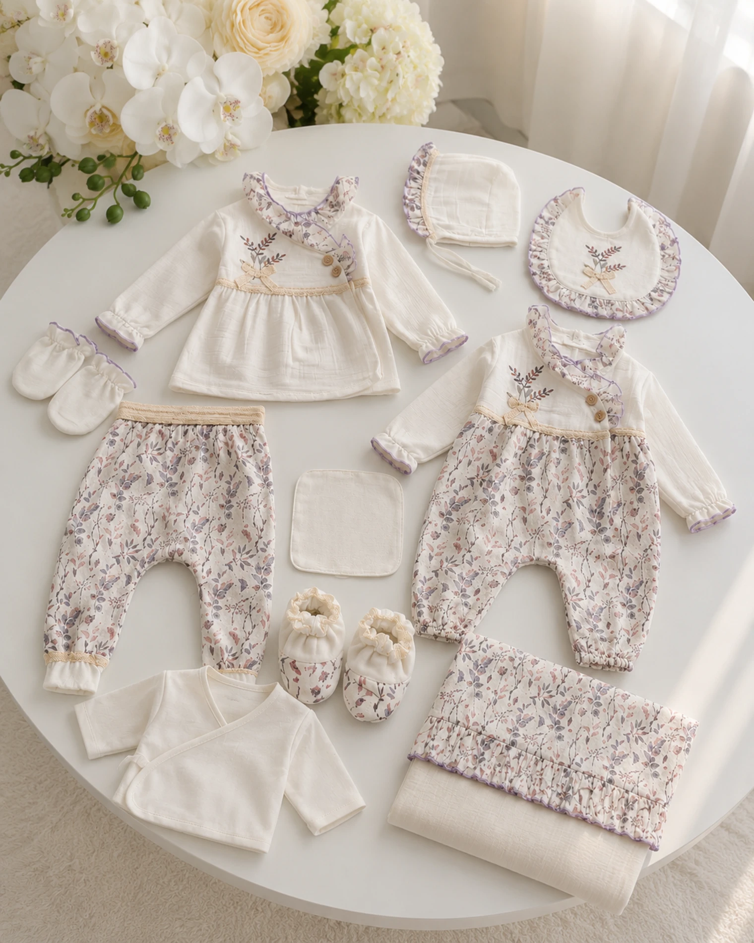 Lavanta Müslin %100 Pamuk Müslin 10lu Hastane Çıkışı Set