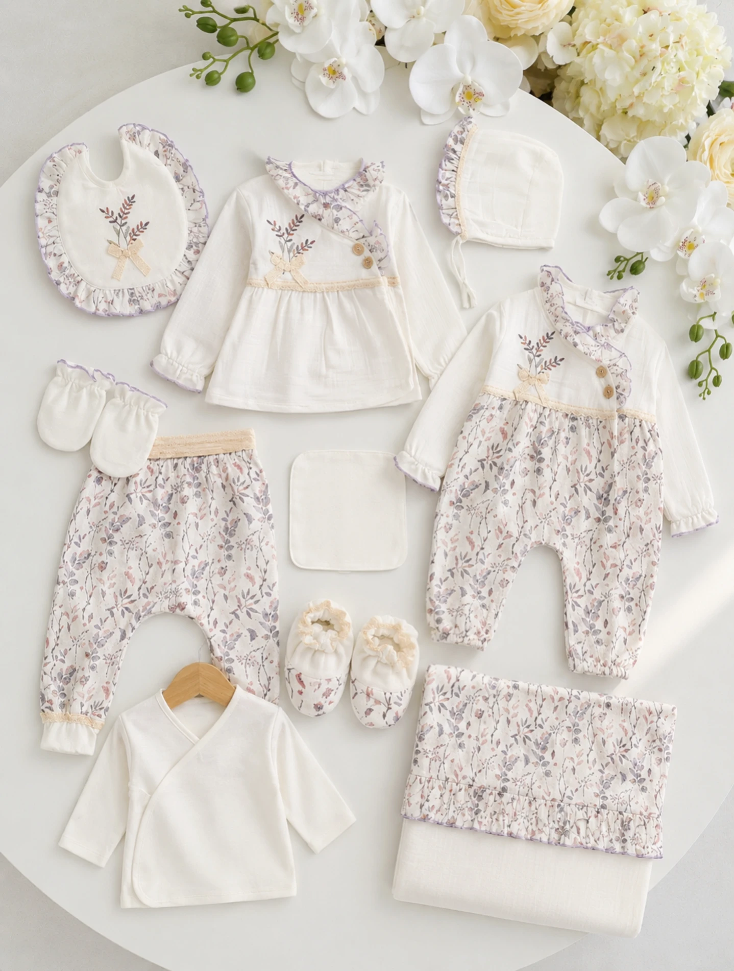 Lavanta Müslin %100 Pamuk Müslin 10lu Hastane Çıkışı Set