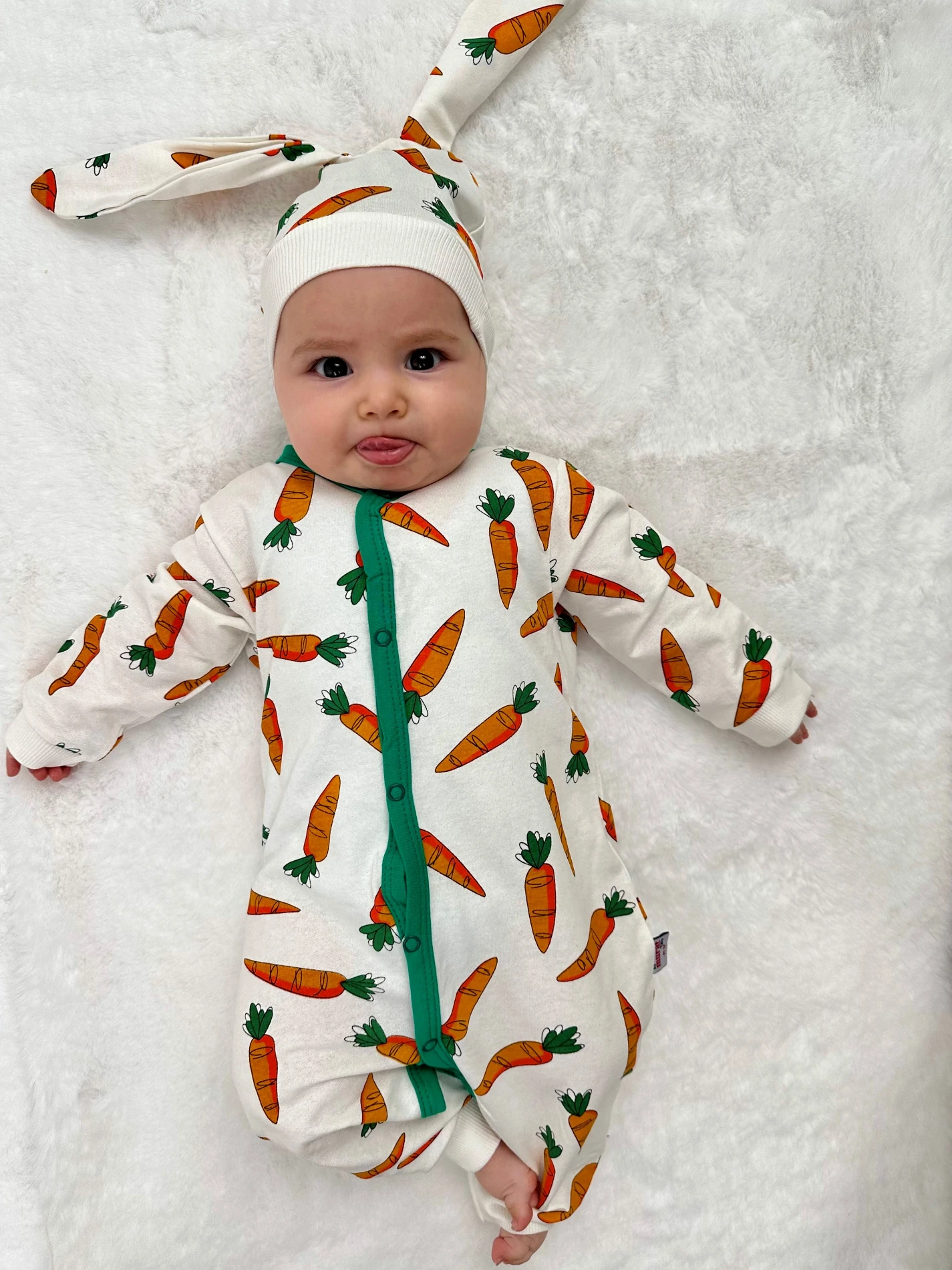Havuç Baskılı Unisex Mevsimlik Tulum 