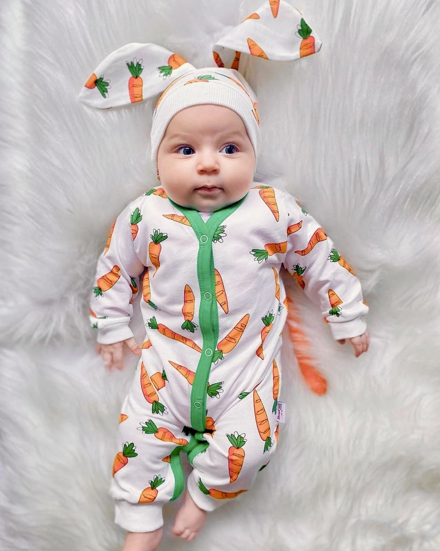 Havuç Baskılı Unisex Mevsimlik Tulum 