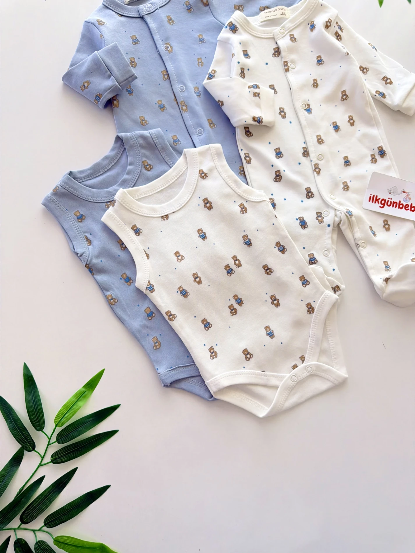 Teddy Bear %100 Pamuk Body Tulum Set 