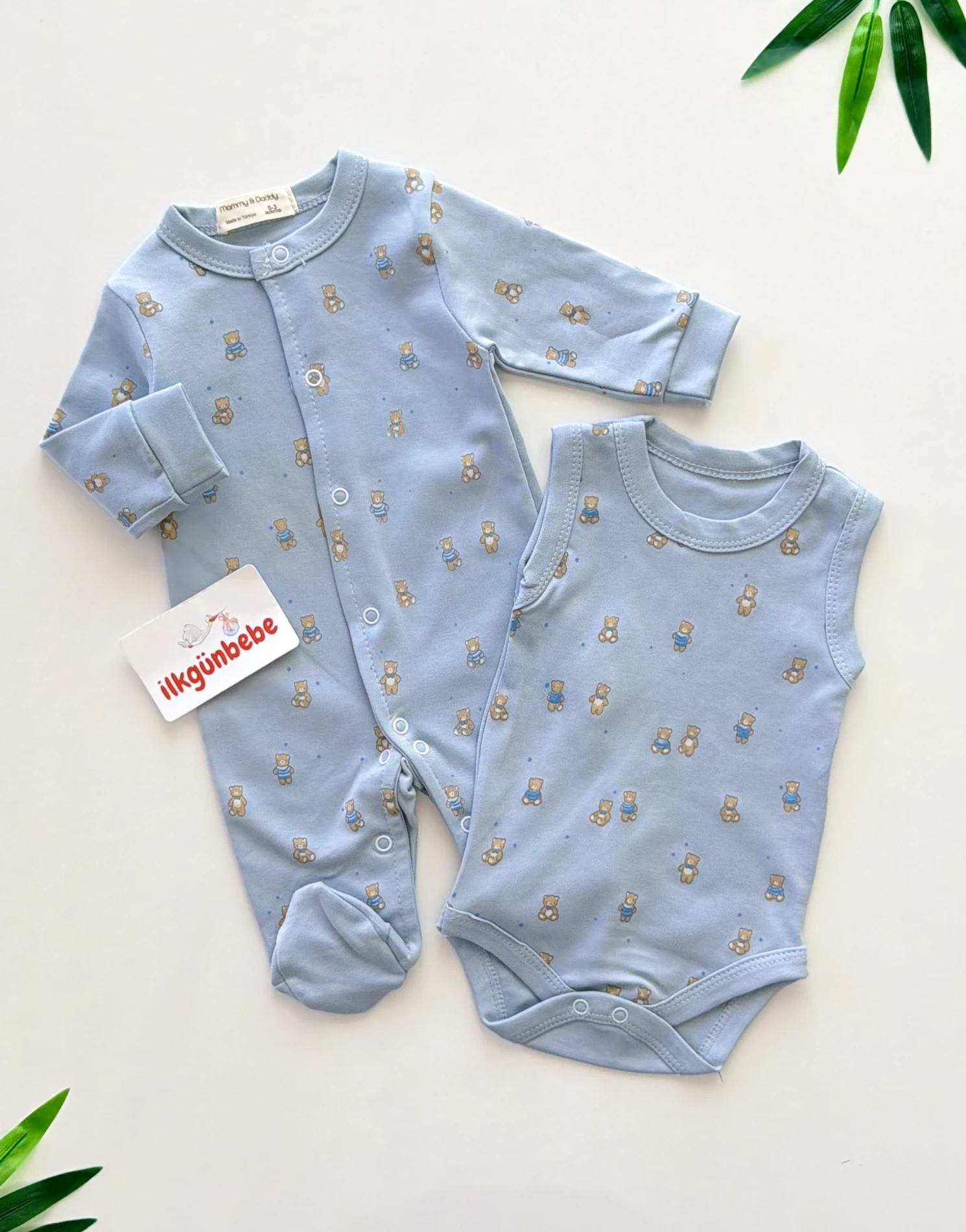 Teddy Bear %100 Pamuk Body Tulum Set 