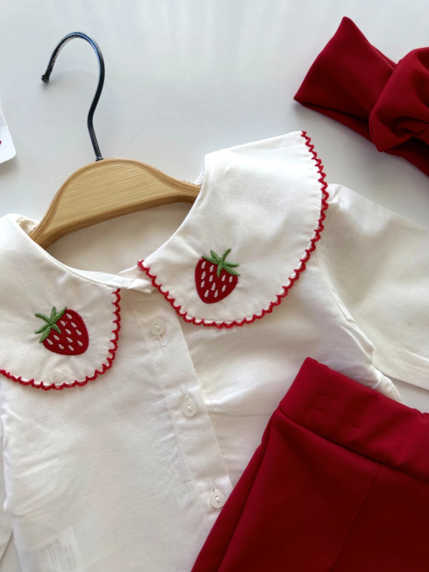 Strawberry Fisto Yakalı Şort Etekli 3’lü Premium Koleksiyon Takım
