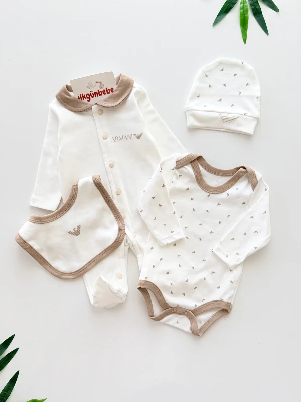 Marka %100 Pamuk Body Tulum 4 Parça Set