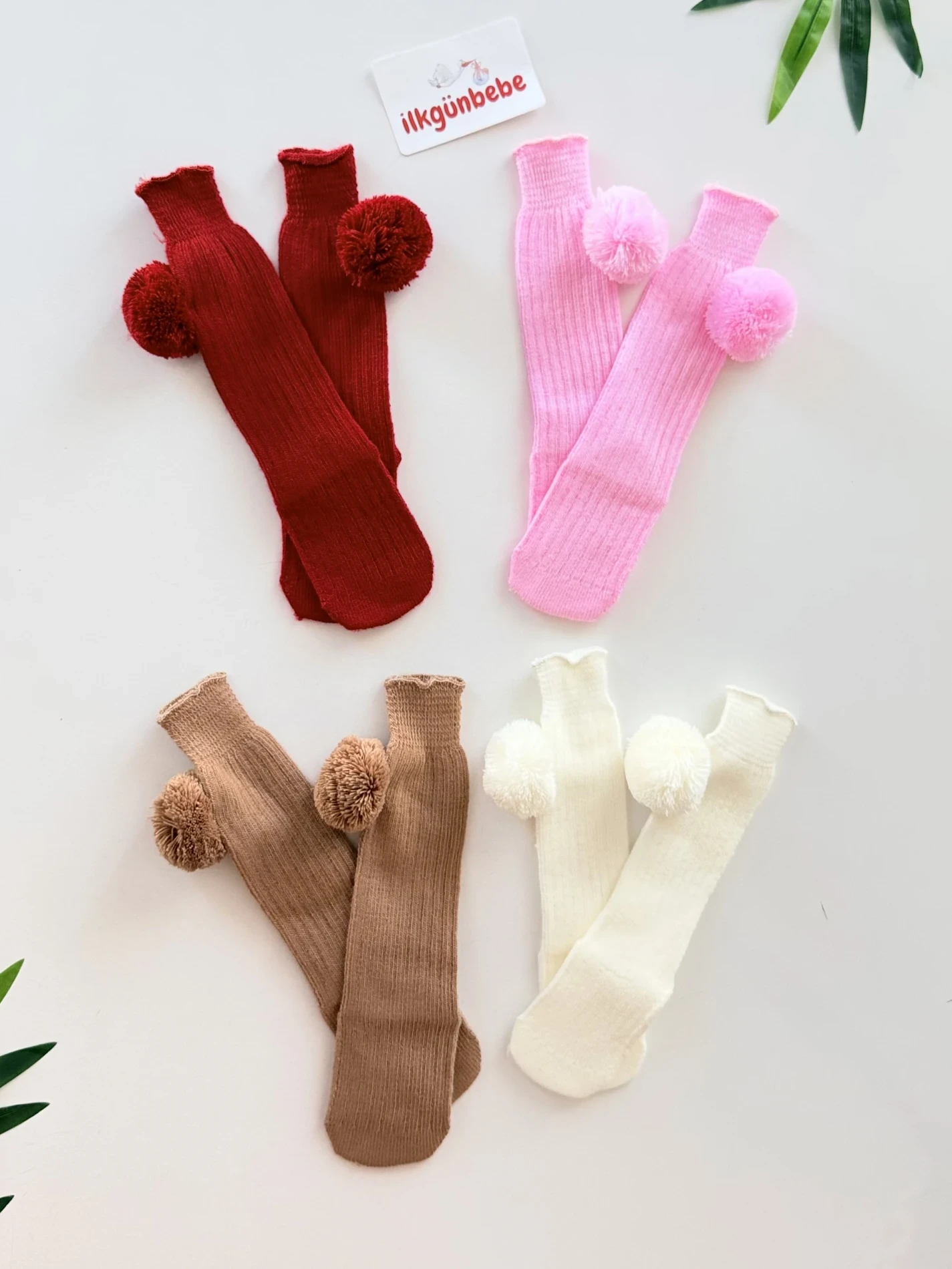 Selanik Örgüsü Kumaşlı Ponpon  Detaylı Triko Etekli 4’lü  Takım