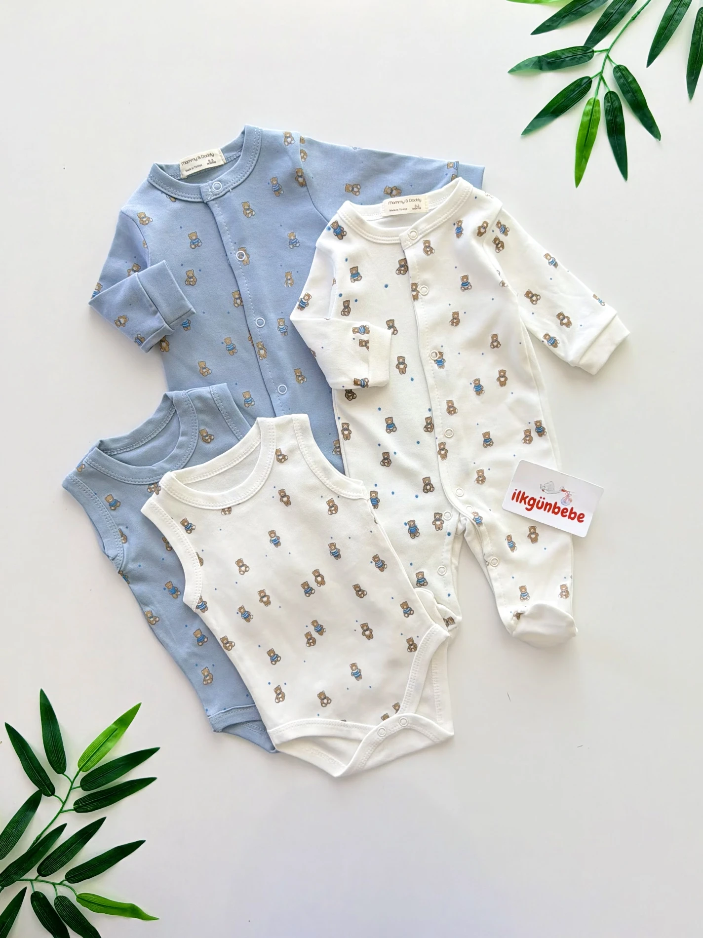 Teddy Bear %100 Pamuk Body Tulum Set 