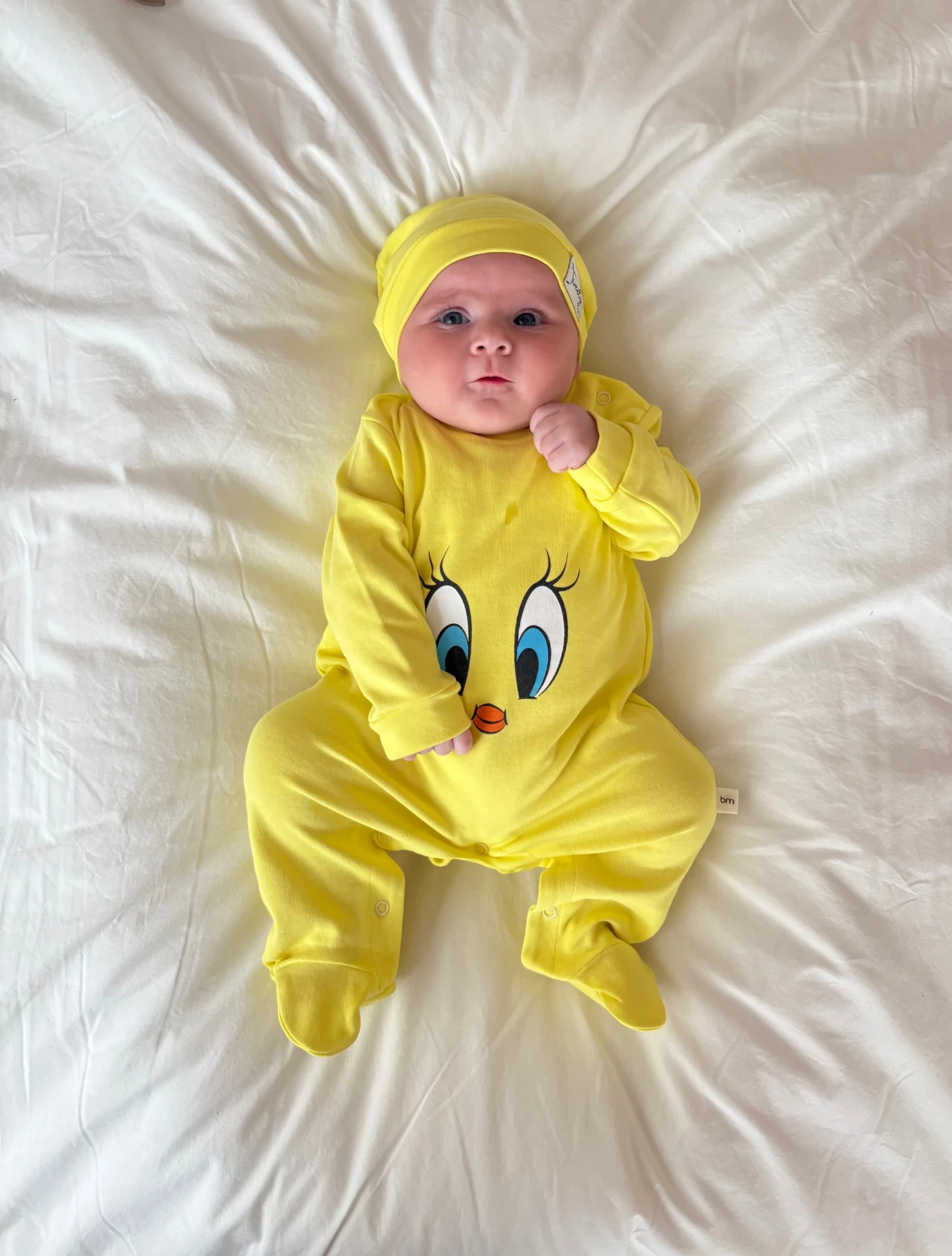 Tweety desenli %100 Pamuk Şapkalı Unisex Tulum Set