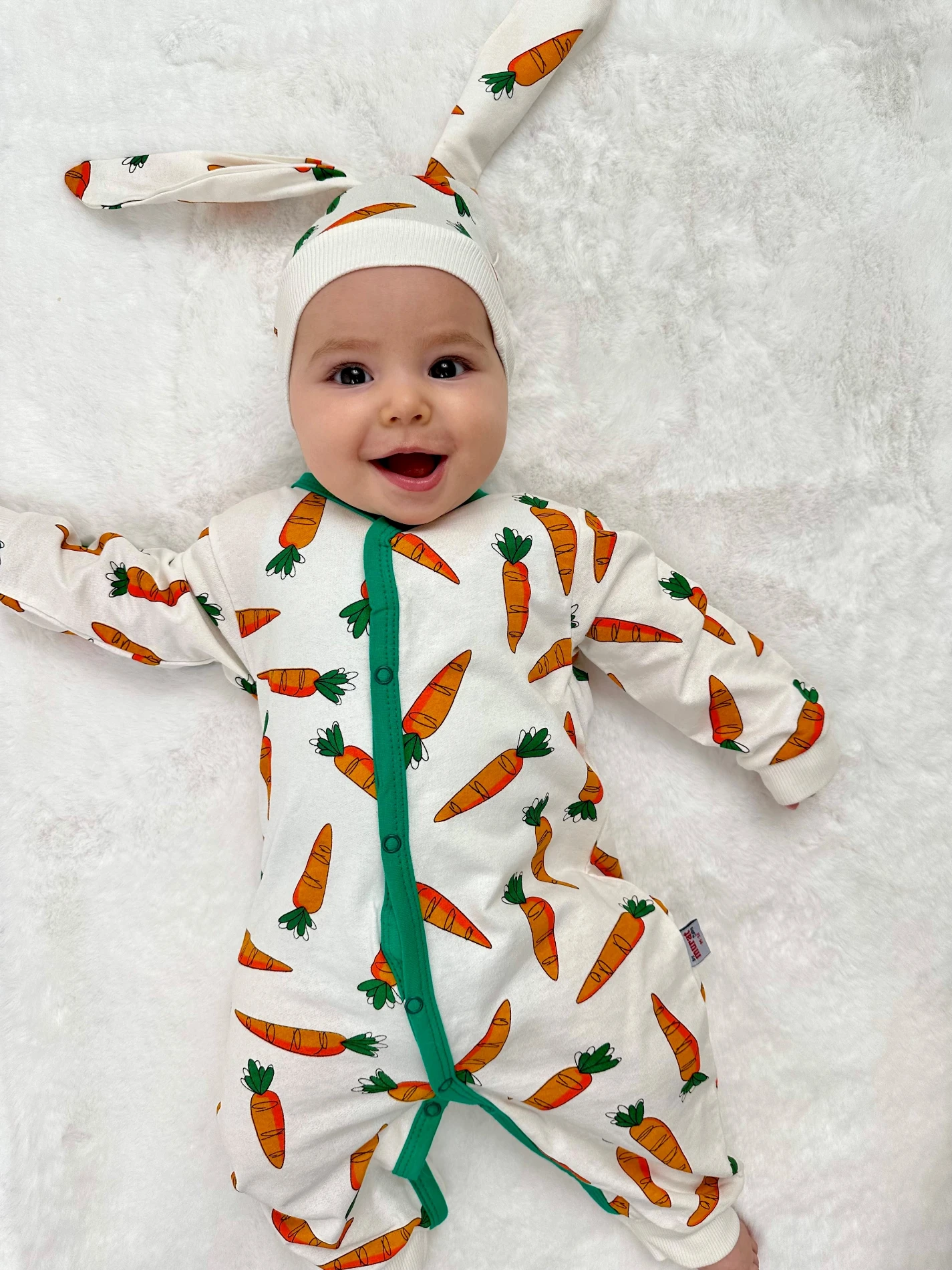 Havuç Baskılı Unisex Mevsimlik Tulum 
