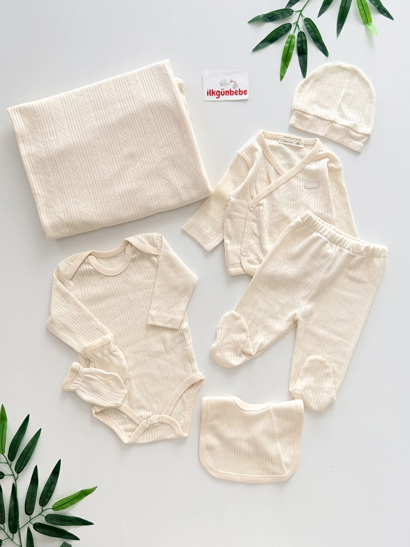 Pinterest Ajurlu %100 Pamuk 7 Parça Yenidoğan Set