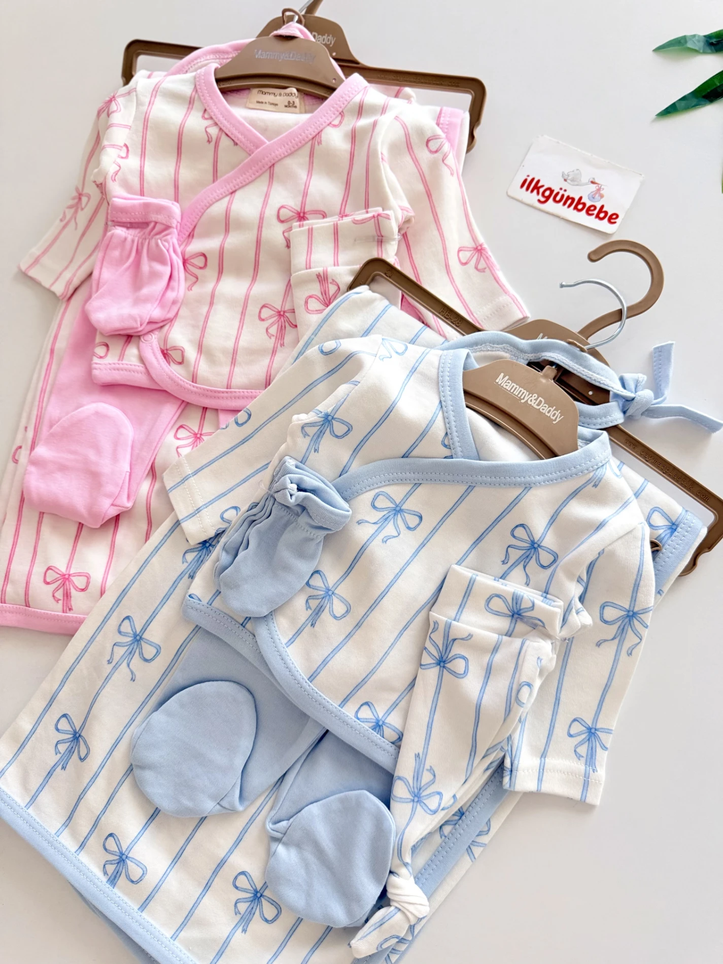 Fiyonklu Pinterest 7 Parça %100 Pamuk Yenidoğan Set