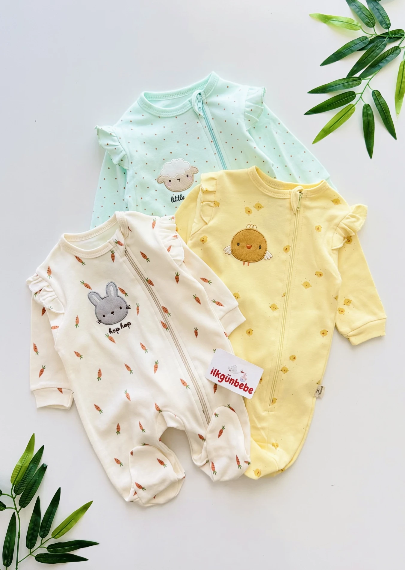 Premium Kalite Fermuarlı  %100 Pamuk 3’lü Tulum Set