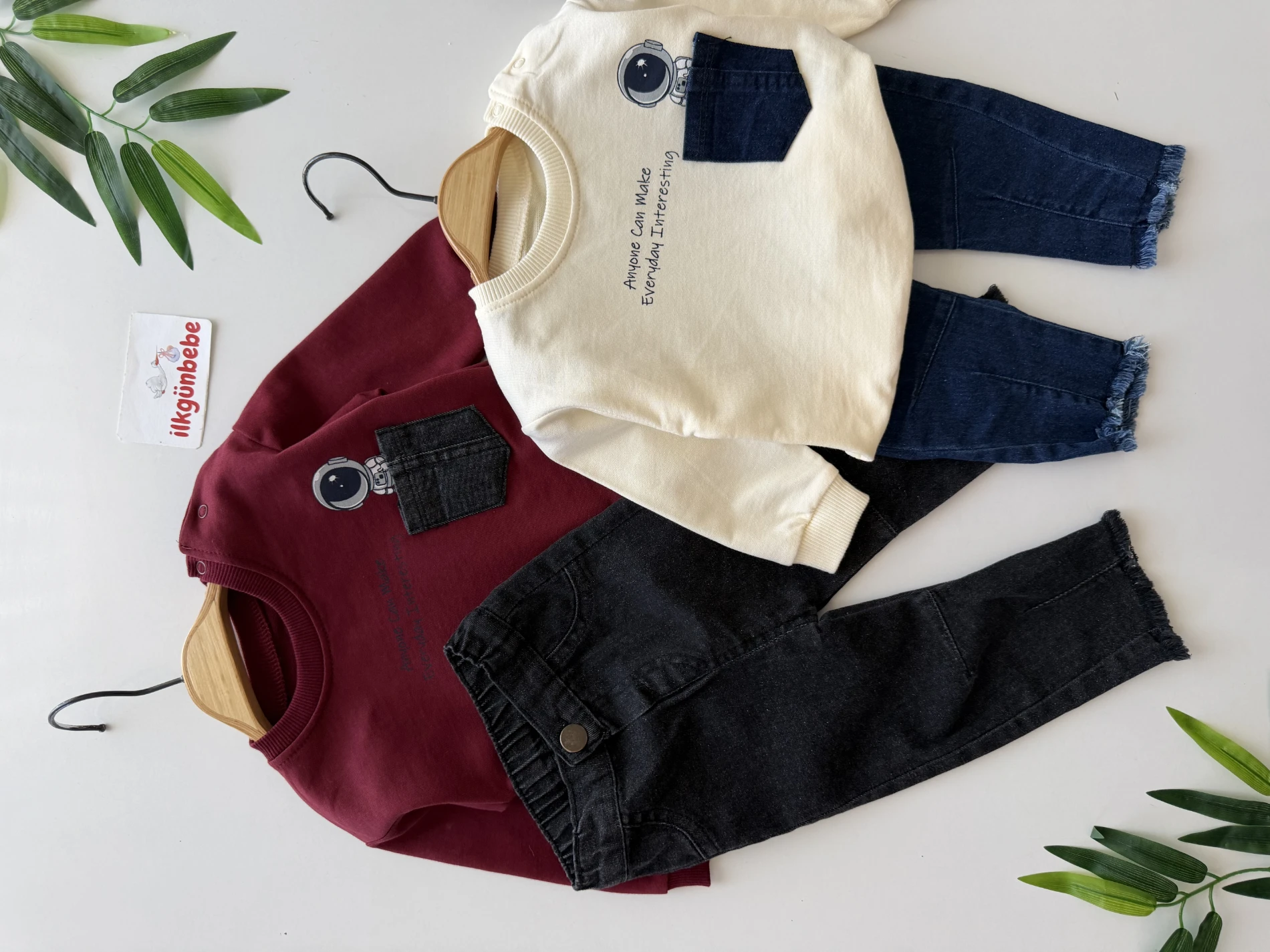 Uzay Temalı Kot Pantalonlu 2’li Takım