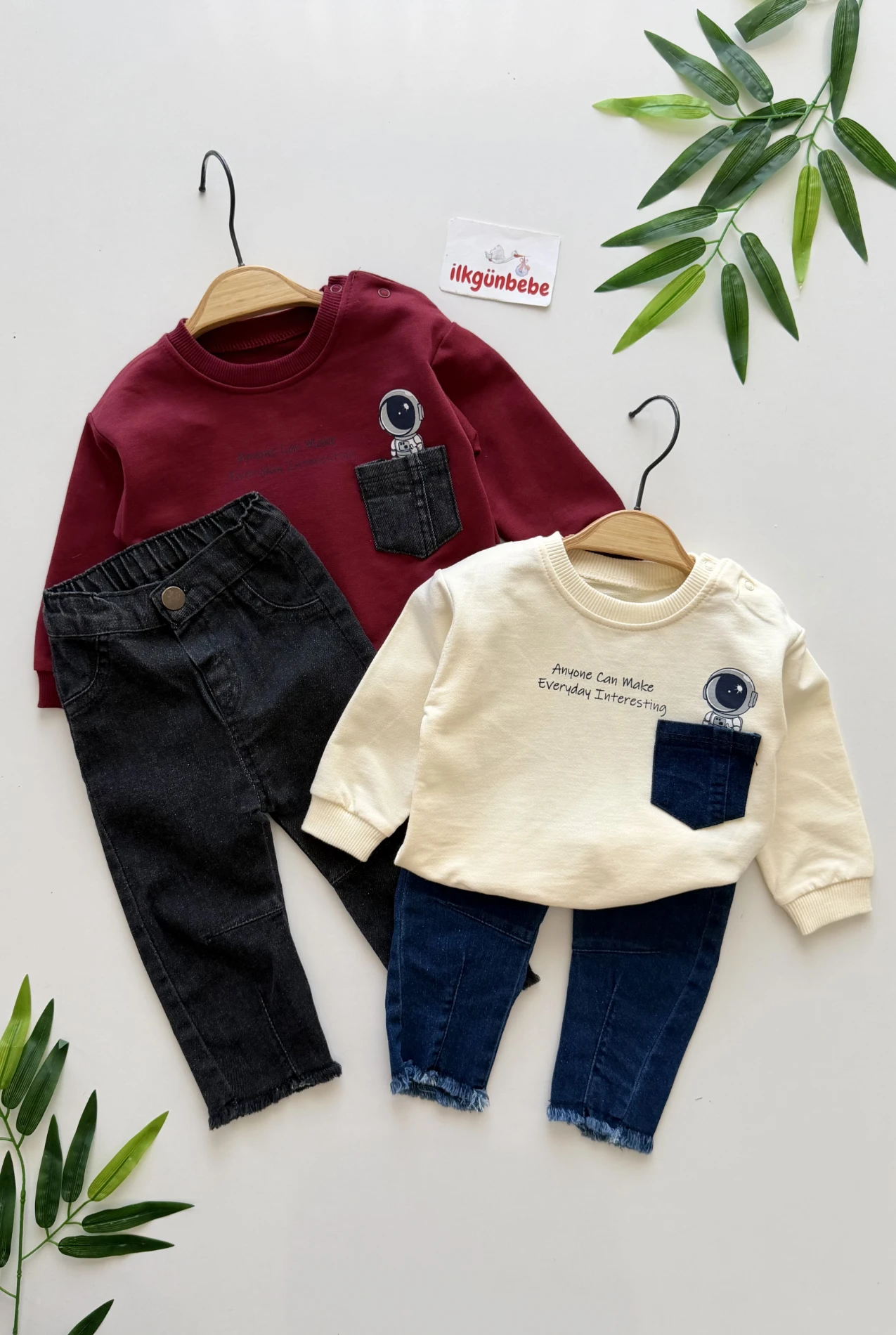 Uzay Temalı Kot Pantalonlu 2’li Takım